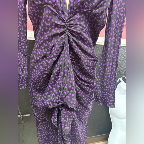 Zara Purple Sheath Dress with Plunge Neckline and Long Sleeves - Picture 9 of 10